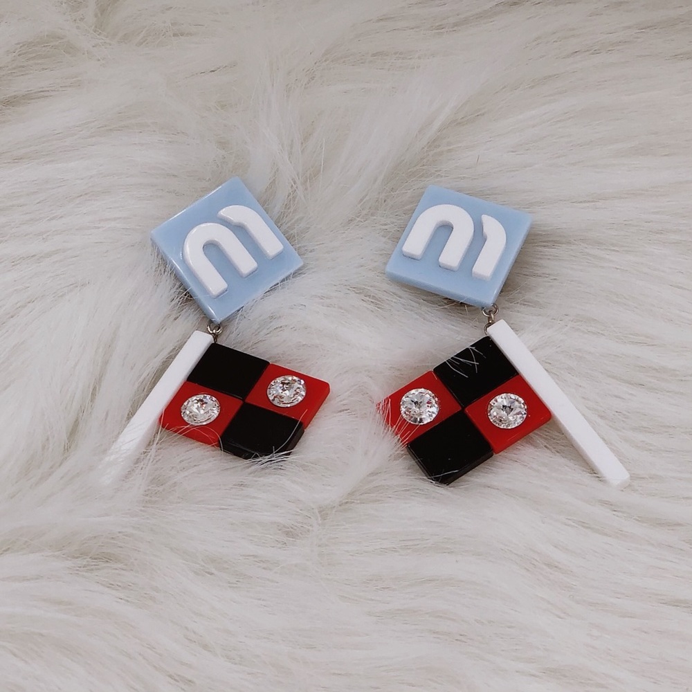 Miu Miu Brand New Blue Flag Earrings